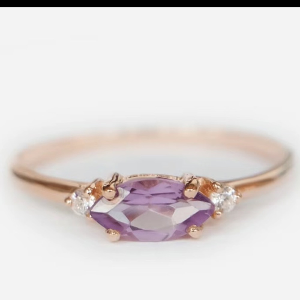 18k Gold Plated & Amethyst Ring Size 7